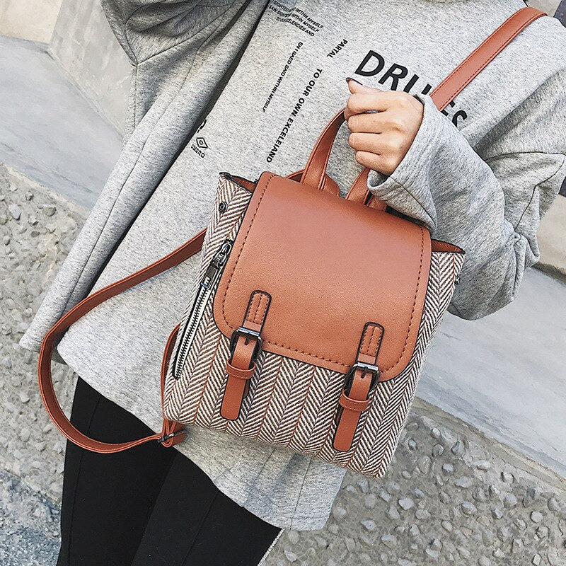 Basiv Distressed Leather Backpack for Women